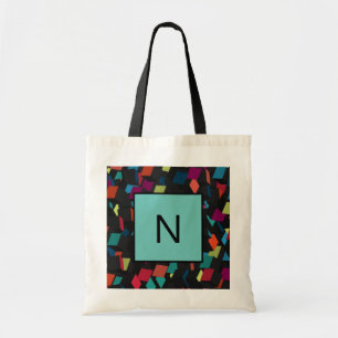 Trendy Abstrakt Geometric Cube Pattern Monogram Tragetasche