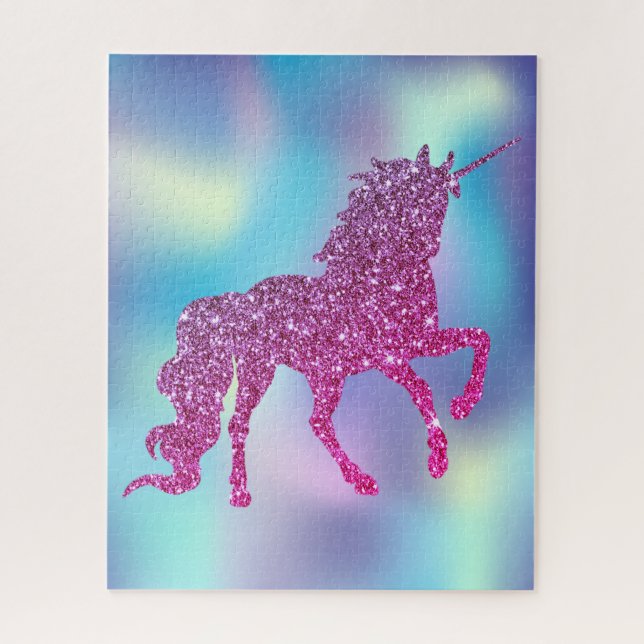 Trendy Abstrakt Glitzer Unicorn Puzzle (Vertikal)