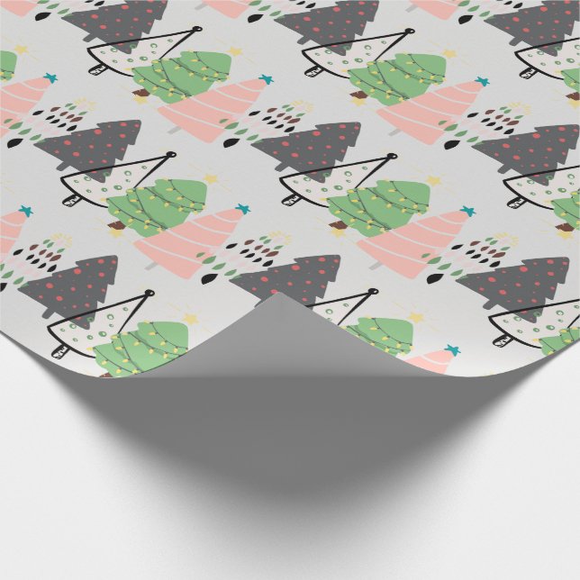 Trendy Abstrakt Modern Christmas Trees Pattern Geschenkpapier (Ecke)