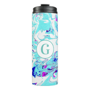 Trendy Abstrakt Paint Wirbel Monogramm Thermosbecher