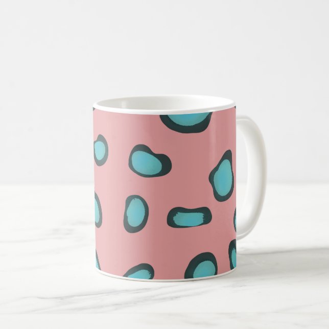 Trendy Abstrakt Pink and Blue Leopard Spots Kaffeetasse (VorderseiteRechts)