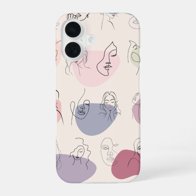 Trendy Abstrakte Frauenline Art iPhone Case 16 Hülle (Rückseite)