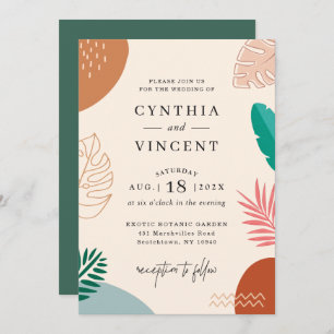 Trendy Abstrakte tropische Formen Sommerhochzeit Einladung