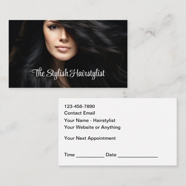Trendy Affordable Hairstylist Appointment Cards Visitenkarte (Vorne/Hinten)