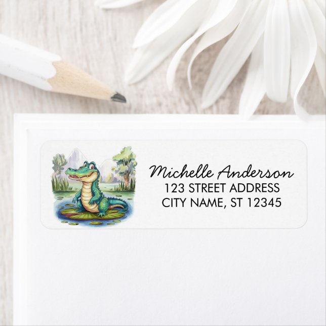 Trendy Alligator-Crocodile Animal Return Address   (Insitu)