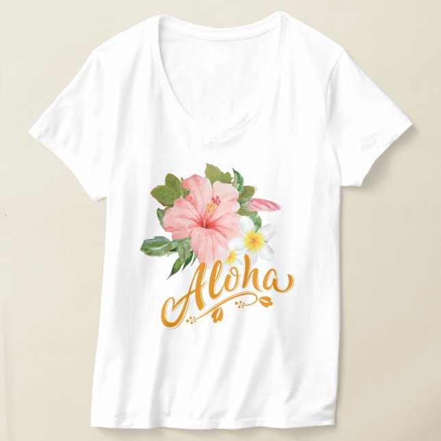 Trendy Aloha Hawaii Tropical Beach Hibiskus T-Shirt (Ablage )