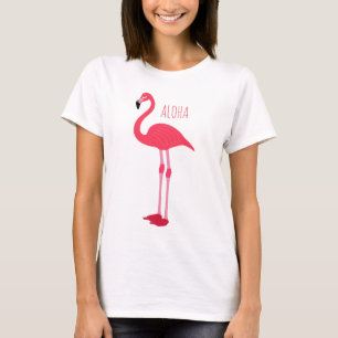 Trendy ALOHA Pink Flamingo Tropical Fun Trendy T-Shirt
