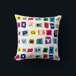 Trendy Alphabet Squares Tiles Kissen<br><div class="desc">Farbenfrohe,  trendige Schriftzeichen mit Buchstabenschrift in wiederholtem Muster auf Kissen.</div>