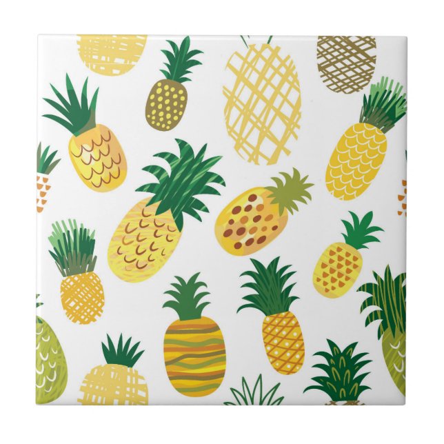 Trendy-Ananas-Muster Fliese (Vorderseite)