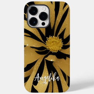 Trendy and Chic Floral Black and Gold Name Case-Mate iPhone 14 Pro Max Hülle