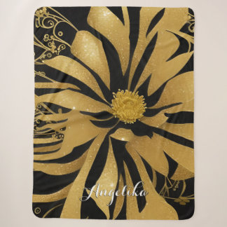 Trendy and Chic Floral Black and Gold Name Sherpadecke