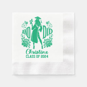 Trendy "AND DID" Blue Graduation Party Napkins Serviette
