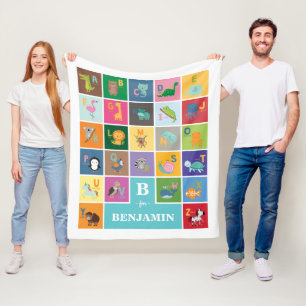 Trendy Animal Alphabet Kids Room Baby Kinderzimmer Fleecedecke