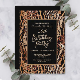 Trendy Animal Print 30. Geburtstag Party Einladung