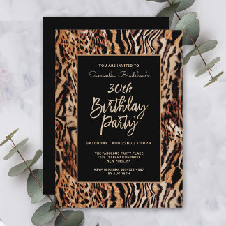 Trendy Animal Print 30. Geburtstag Party Einladung