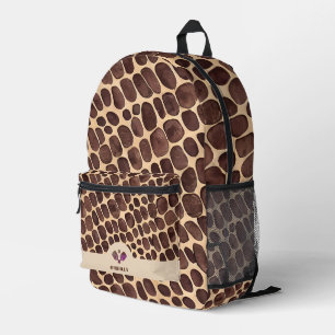 Trendy Animal Print Brown Modern Monogram Bedruckter Rucksack