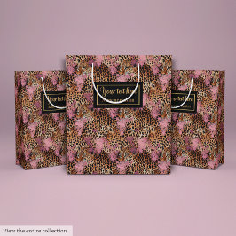 Trendy animal skin leopard watercolor gift bag mittlere geschenktüte