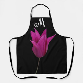 Trendy anpassbare M Monogramm lila TulpenBlume Schürze