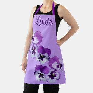 Trendy anpassbarer Name Linda lila Blume boho Schürze