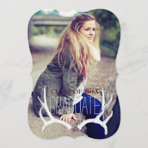 Trendy Antler Bracket Abschluss 12x18 Einladung