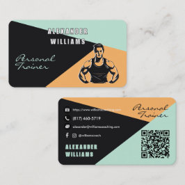 Trendy Apricot Aeroblue QRcode Personal Trainer Visitenkarte