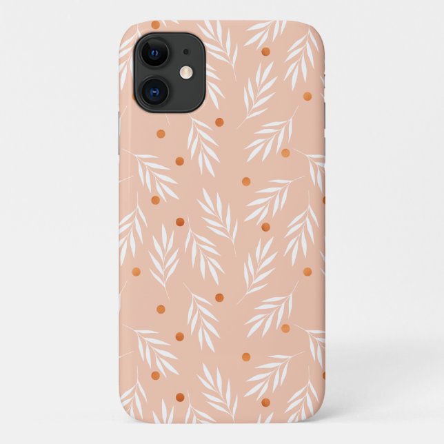 Trendy Apricot Pink Blätter Muster Case-Mate iPhone Hülle (Rückseite)
