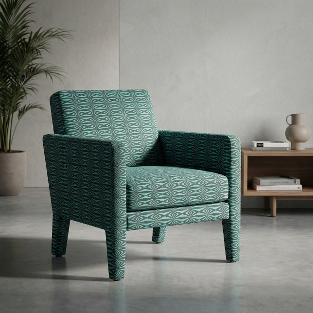 Trendy Aquamarin & Black Op Art Geometric Muster Stoff (Von Creator hochgeladen)