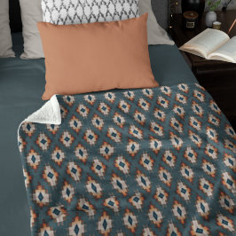 Trendy Aquamarin Blue Orange Dark Brown Gray Triba Fleecedecke