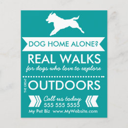 Trendy Aquamarin Dog Silhouette Dog Walker Flyer