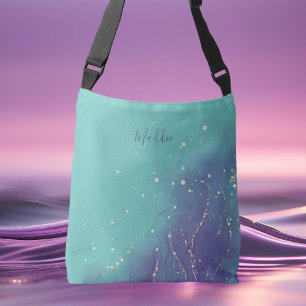 Trendy Aquamarin Fashion Monogram Tragetaschen Mit Langen Trägern