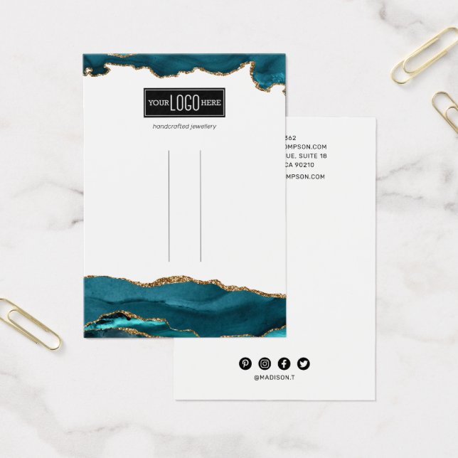 Trendy Aquamarin & Gold Agate Hair Clip Display (Büro)