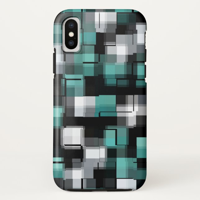 Trendy Aquamarin Green Blue Schwarz-weiß Abstrakt  Case-Mate iPhone Hülle (Rückseite)