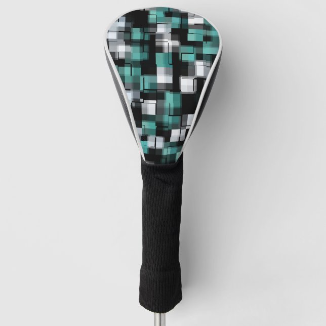 Trendy Aquamarin Green Blue Schwarz-weiß Abstrakt  Golf Headcover (Vorderseite)