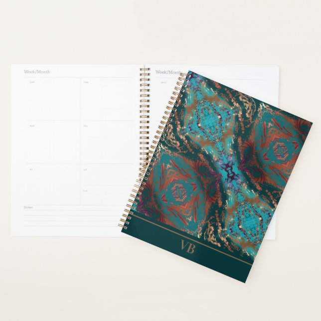 Trendy Aquamarin Monogram Planer (Anzeige)