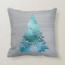 Trendy Aquamarin Silver Glitzer Tree Weihnachten