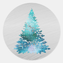 Trendy Aquamarin Silver Glitzer Tree Weihnachten