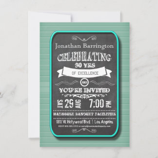 Trendy Aquamarine Neon Chalkboard Geburtstagsparty Einladung