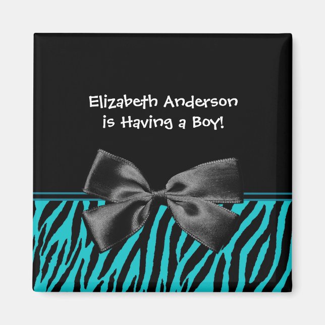 Trendy Aquamarine und schwarze Zebra Print Boy Bab Magnet (Vorne)