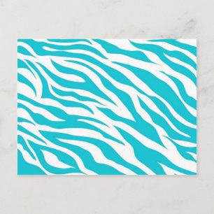 Trendy Aquamarine Zebra Streifen Wild Animal Print Postkarte