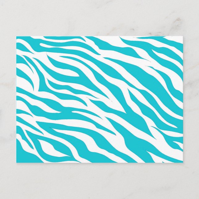 Trendy Aquamarine Zebra Streifen Wild Animal Print Postkarte (Vorderseite)