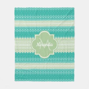 Trendy Aquamarines Neo Mint Green Strick Muster un Fleecedecke