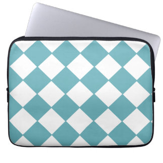 Trendy aquamarines und weißes Schachbrett-Muster Laptopschutzhülle