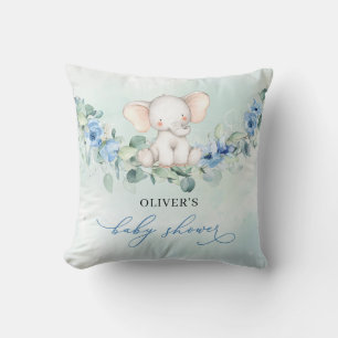 Trendy Aquarell Elefant Blue Bloral Eukalyptus Kissen
