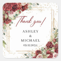 Trendy Aquarell Rot und Rot Hochzeitsticker