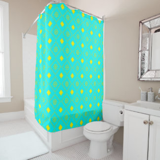 Trendy Aquatic Yellow Pattern Shower Curtain Duschvorhang