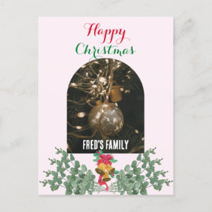 Trendy arch Foto fröhlich Weihnachtsgrün pink Feiertagspostkarte