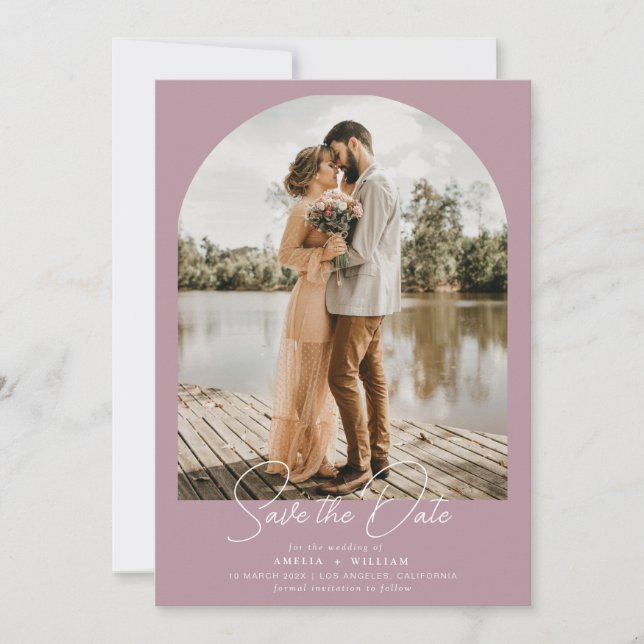 trendy arch Foto staubige Rose Hochzeit Save the D Save The Date (Vorderseite)