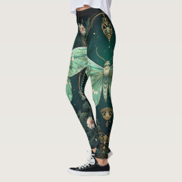 Trendy Art Deco Aquamarin Pink Gold Schmetterling  Leggings