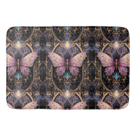 Trendy Art Déco Lila Pink Gold Schmetterling Badematte