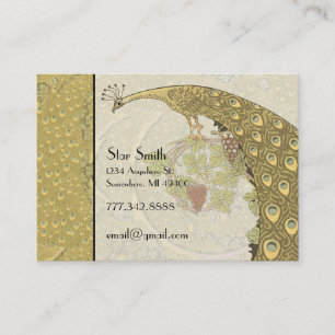 Trendy Art Nouveau Vintag Peacock Boutique Card Visitenkarte